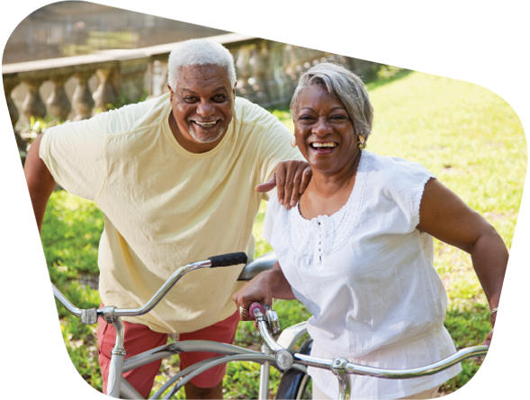 Senior couple ride bikes in the Inland Empire