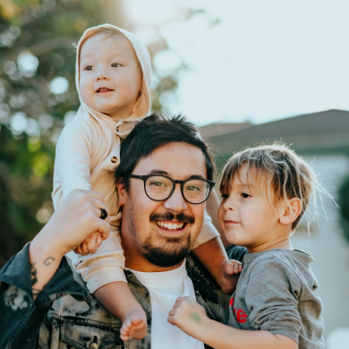 Inland Empire father wears glasses