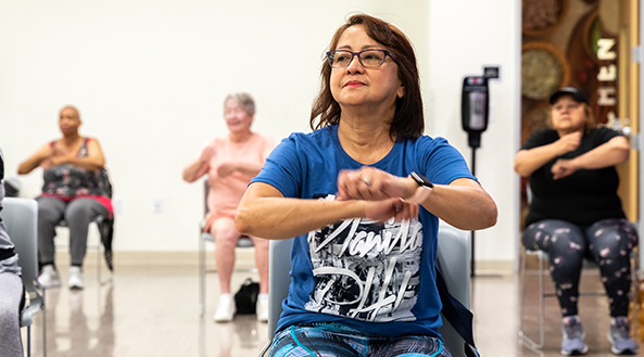 Inland Empire residents exercise outdoors at their CRC