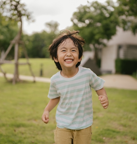 little boy running