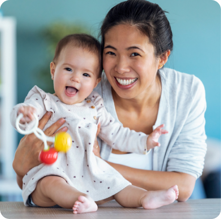 asian mother and baby daughter