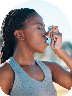 woman with inhaler
