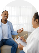 Male attending therapy session